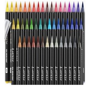 ARTEZA 48 Premium Real Brush Pens Unique Colors/Blendable/Water-Based Ink